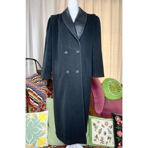 80s Wool Leather Trimmed Coat